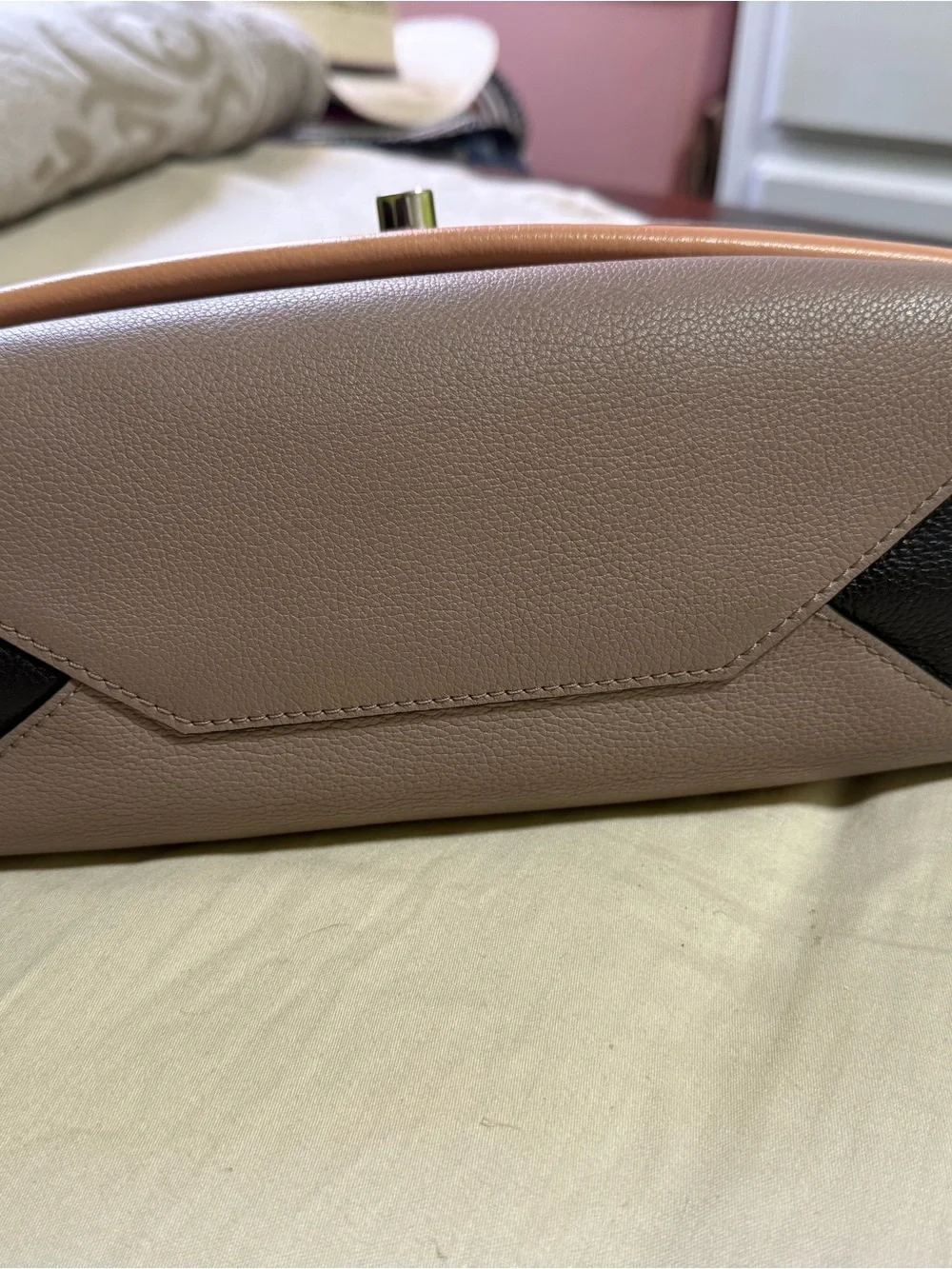 LOUIS VUITTON Lockme II BB Pebbled Leather Crossbody Bag Peach